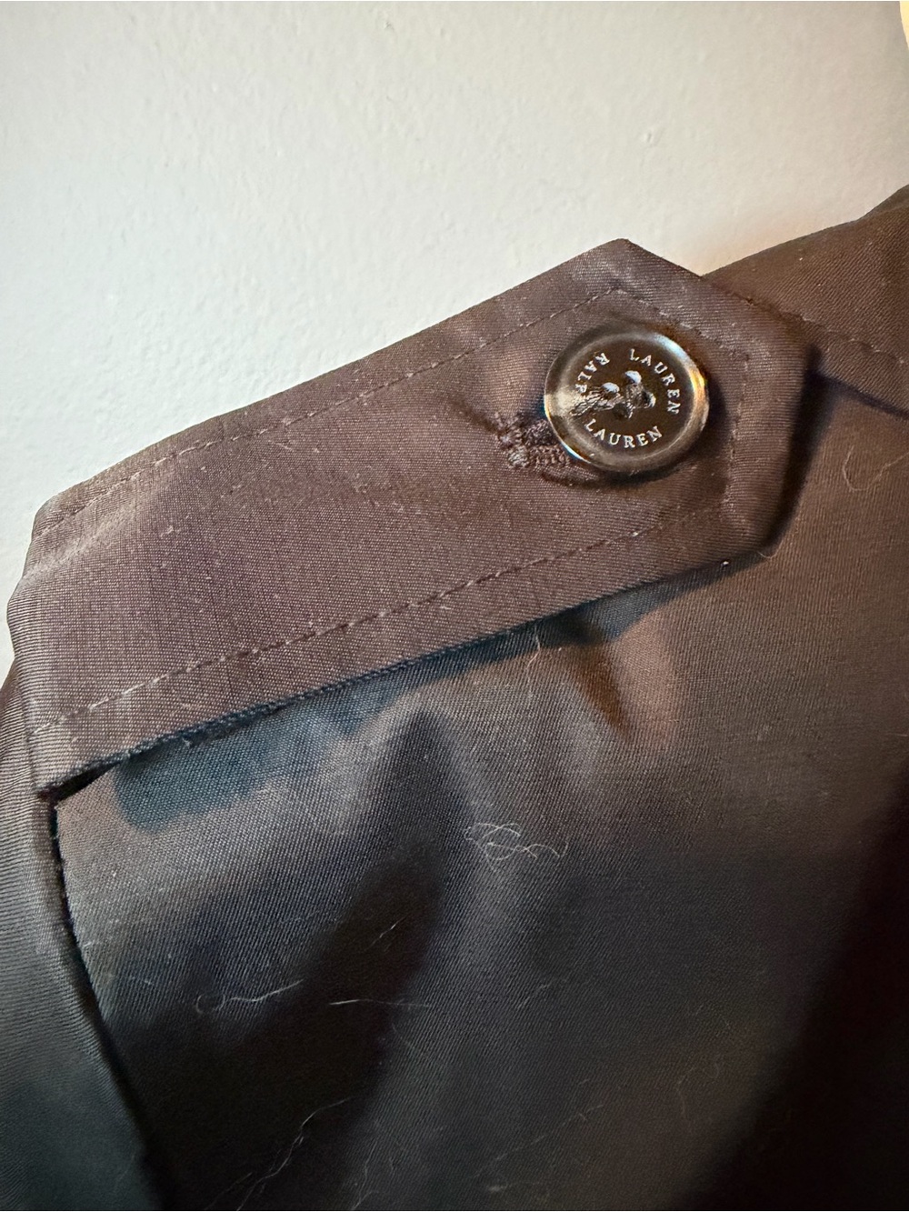 Ralph Lauren Black Double-Breasted Trench Coat with Belt - Picture 4 of 8